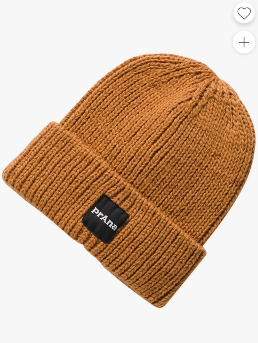 prAna Logo Knit Ribbed Cuff Winter Beanie Hat Color Citron Burnt Orange